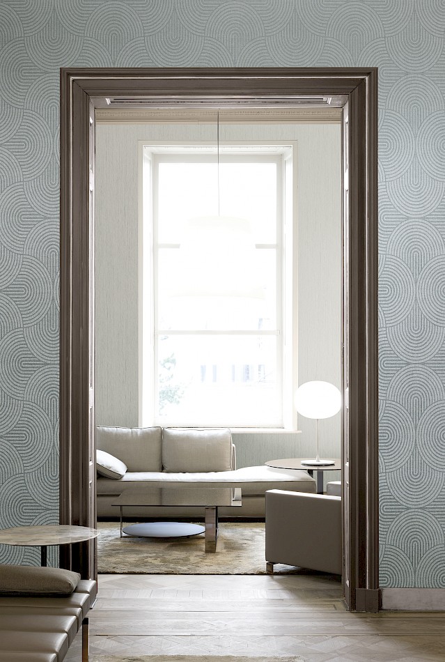 Tapete, grau-grün, grafisch, Art Deco, EAR603, The Texture Book, Masureel