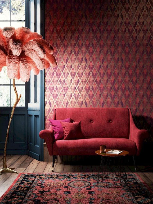 Tapete, bordeaux-bronze, geometrisch, CAB504, The Texture Book, Masureel