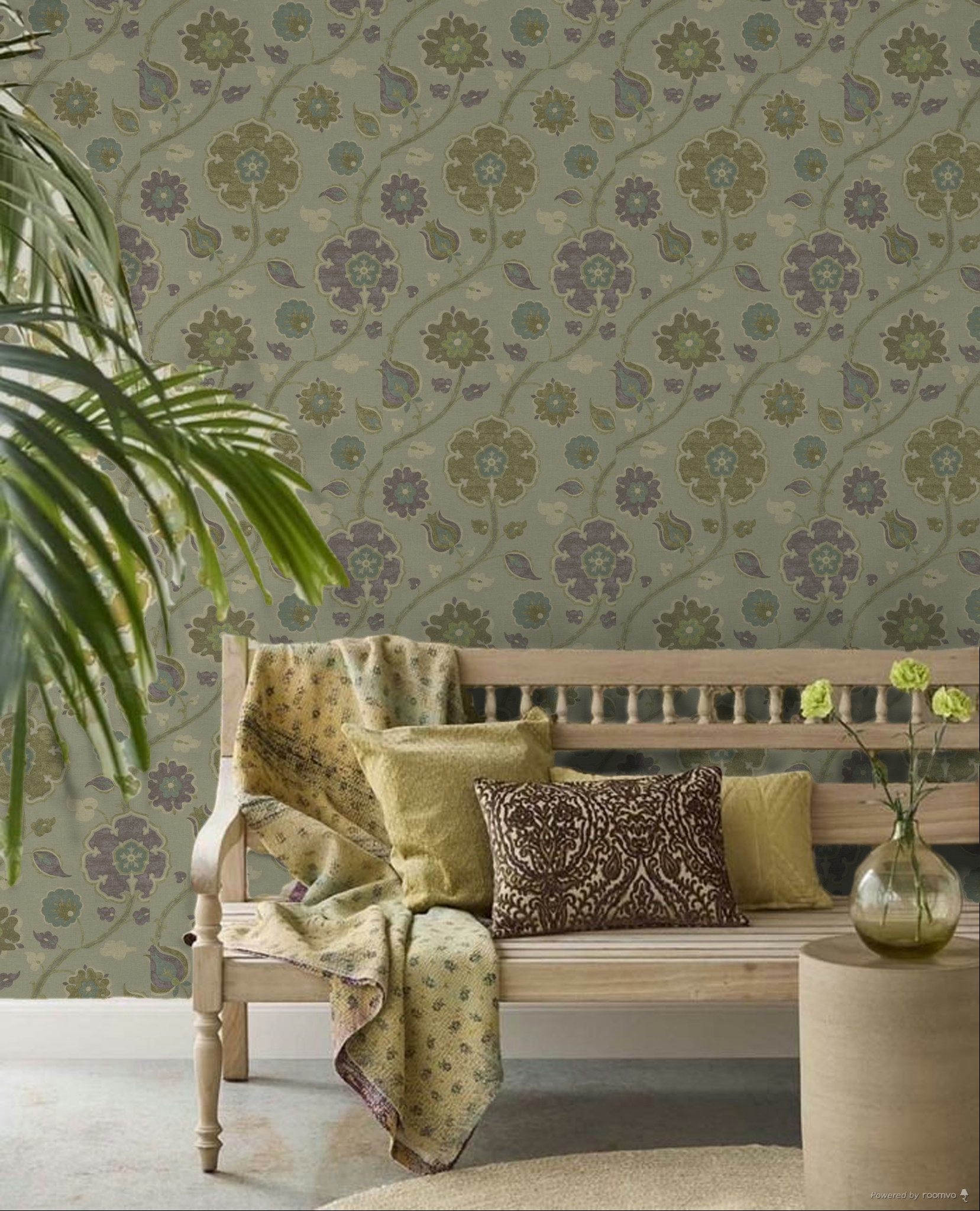 Tapete, grün-lila, Blumen, 350614, Amber, Eijffinger