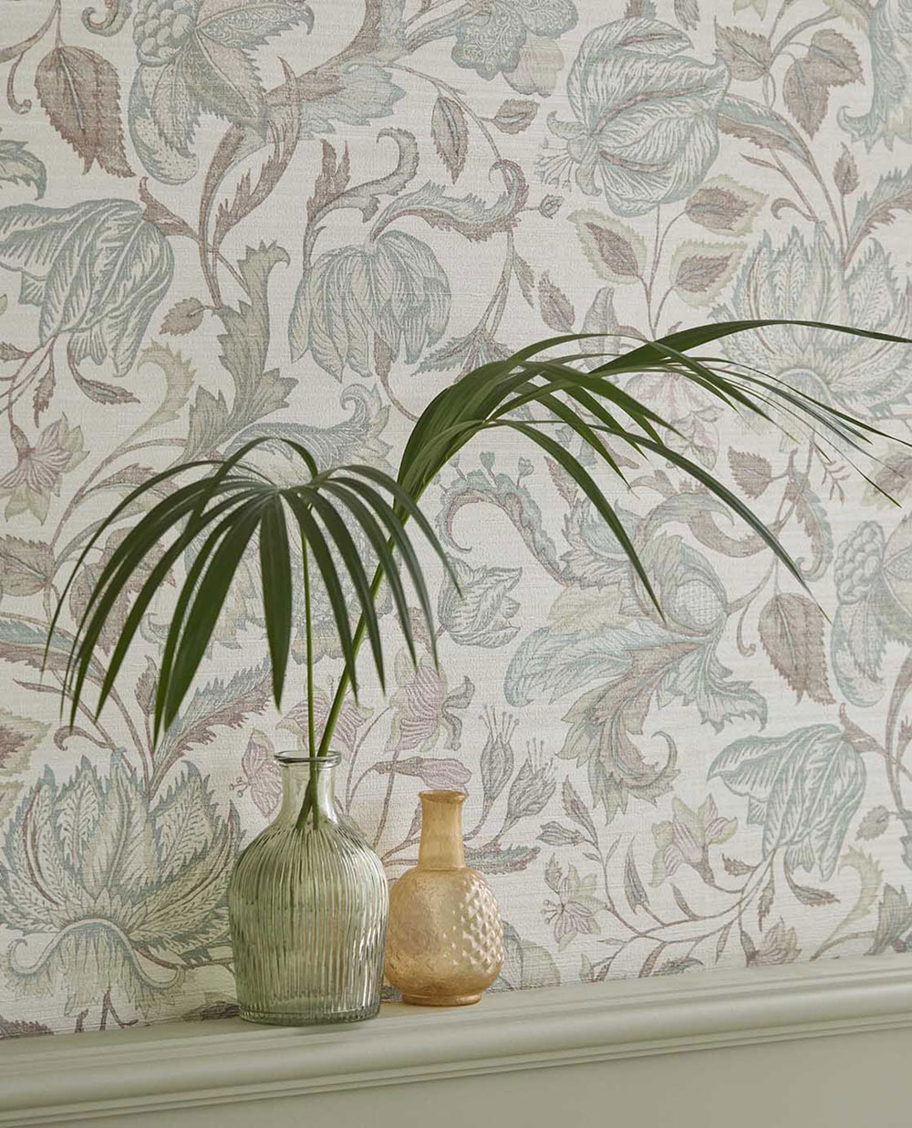 Tapete, beige-grün, Blumen, 350641, Amber, Eijffinger