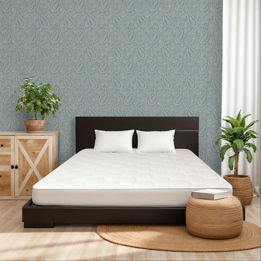 Tapete, blau, Blumen, Ornamente, 350656, Amber, Eijffinger