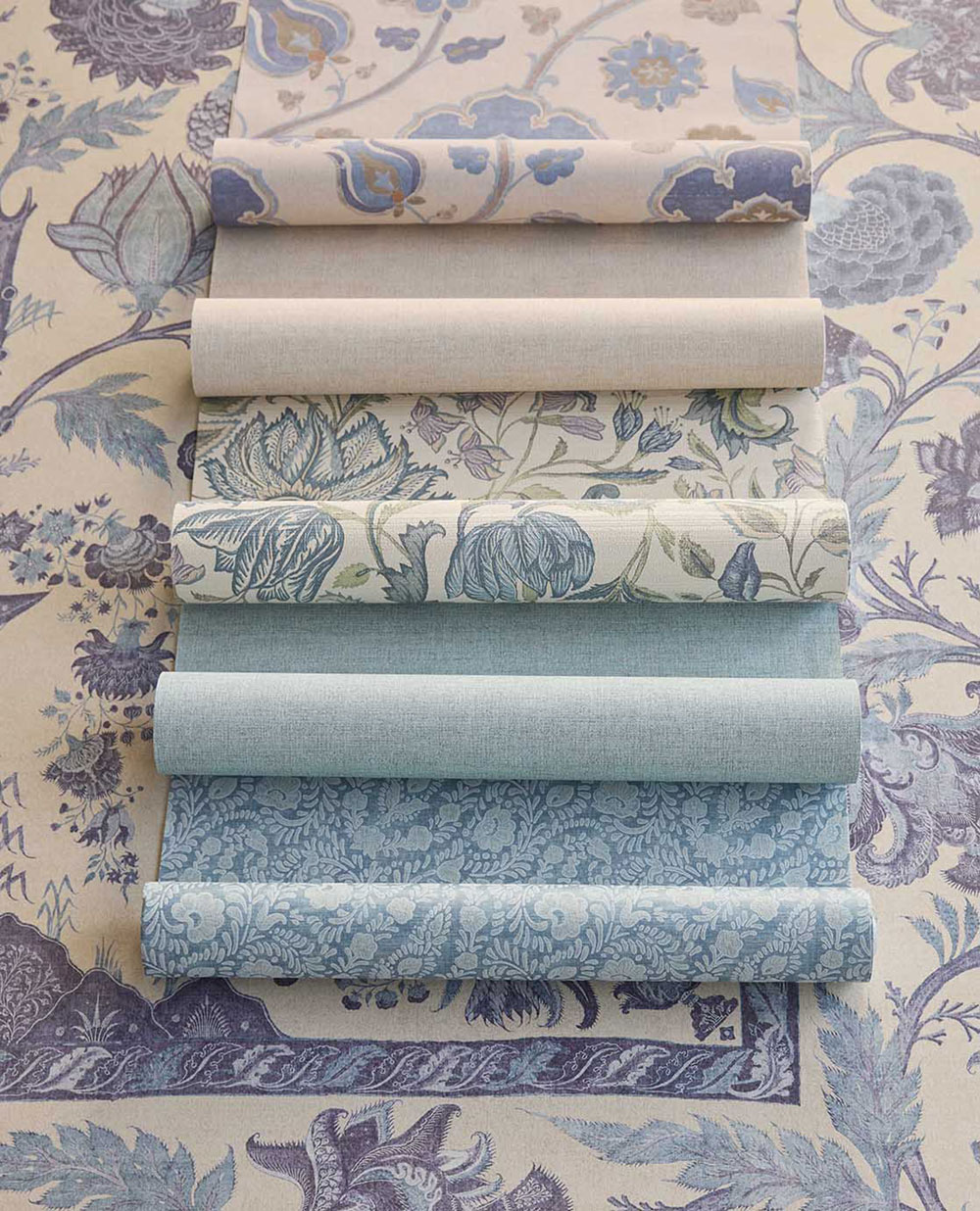 Tapete, blau, Blumen, Ornamente, 350656, Amber, Eijffinger