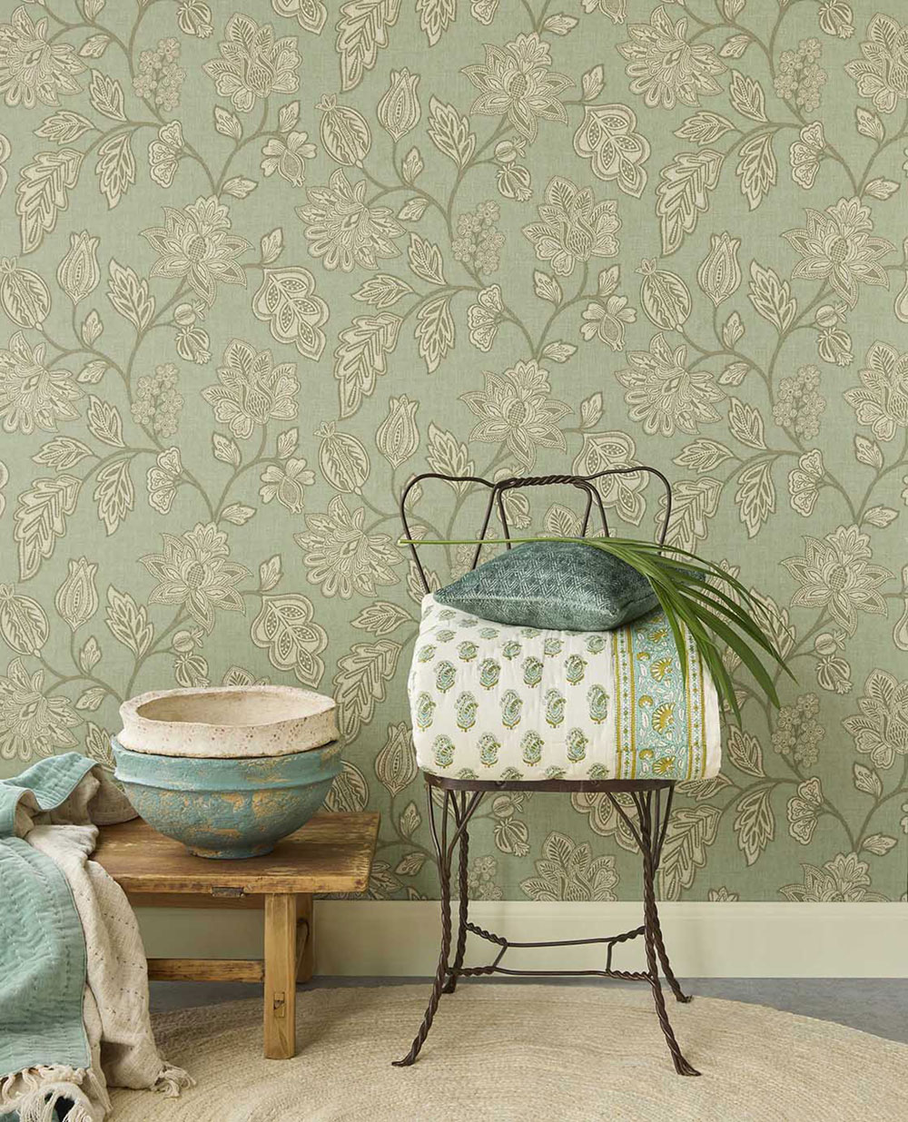 Tapete, grün, Blumen, 350665, Amber, Eijffinger