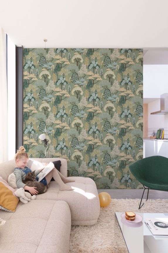 Kindertapete, grün, Bäume, LD2113, Little Dreamers, Grandeco