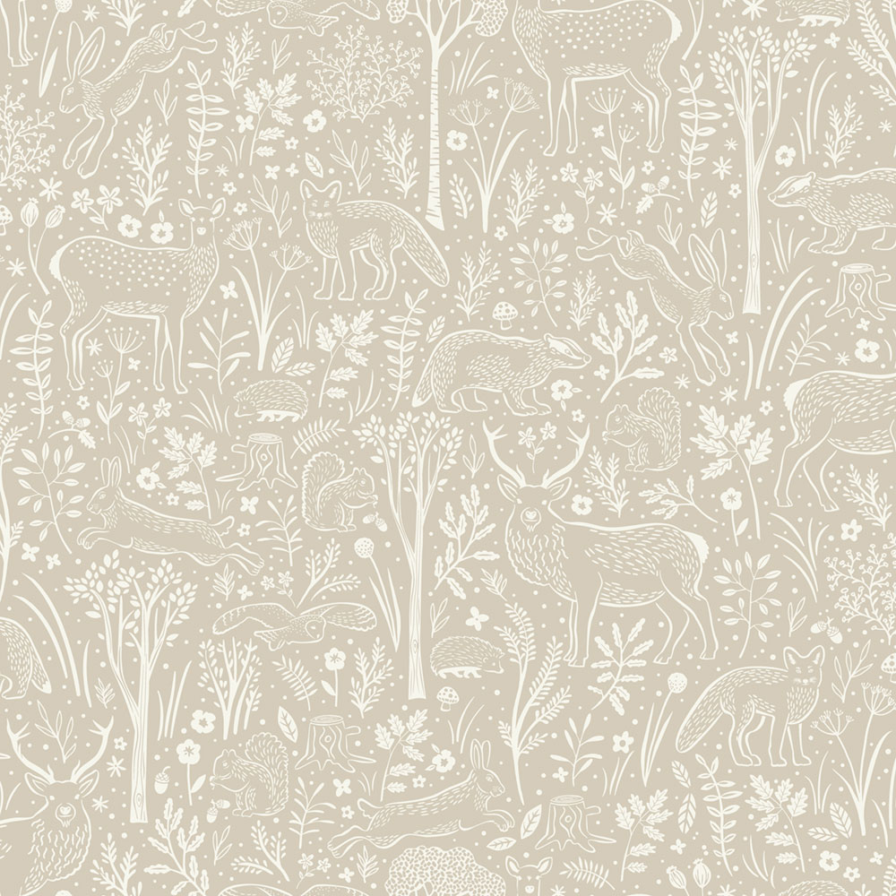 Tapete, grau-beige, Waldtiere, LD3403, Little Dreamers, Grandeco