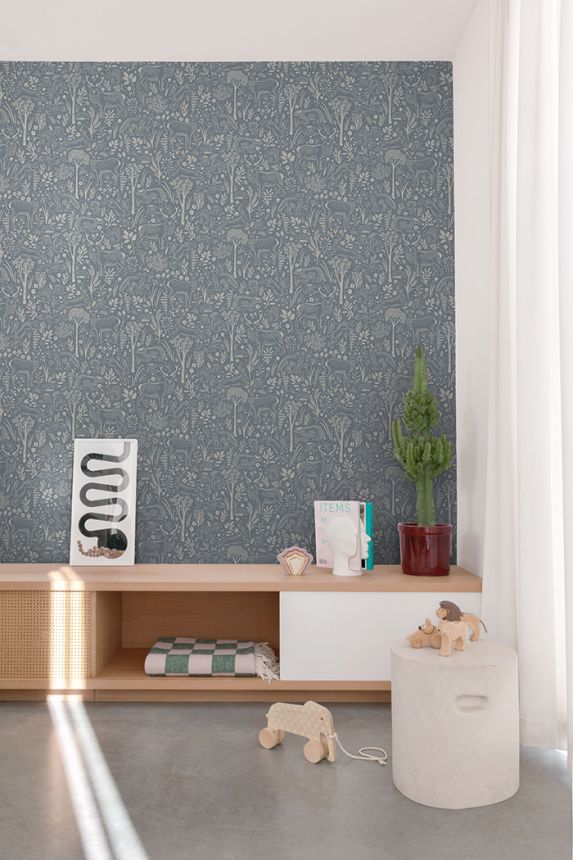 Tapete, blau, Waldtiere, LD3415, Little Dreamers, Grandeco