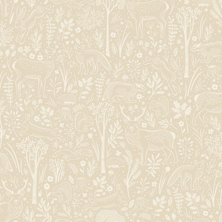 Tapete, beige, Waldtiere, LD3419, Little Dreamers, Grandeco