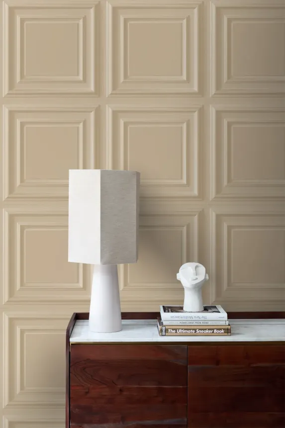 Tapete, beige, 3D-Paneeloptik, 347828, 3D Reflections, Origin