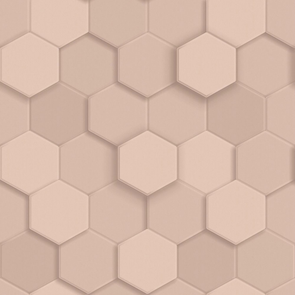 Tapete, rosa, Hexagone, 347849, 3D Reflections, Origin