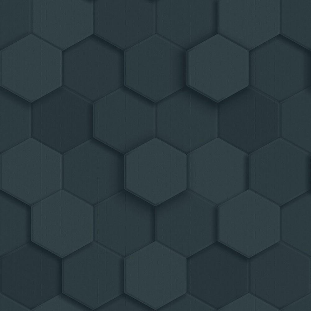 Tapete, blau, Hexagone, 347853, 3D Reflections, Origin