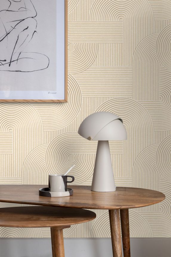 Tapete, beige, 3D-grafisches Muster, 348015, 3D Reflections, Origin