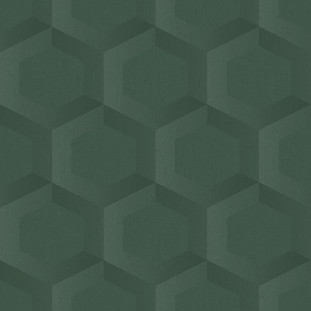 Tapete, grün, Hexagone, 348021, 3D Reflections, Origin