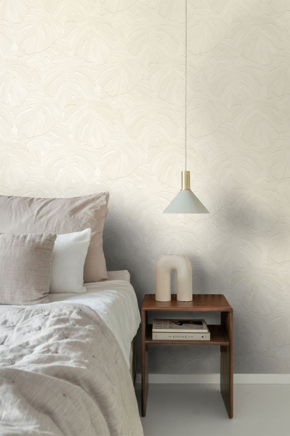 Tapete, beige, Blätter, 348023, 3D Reflections, Origin