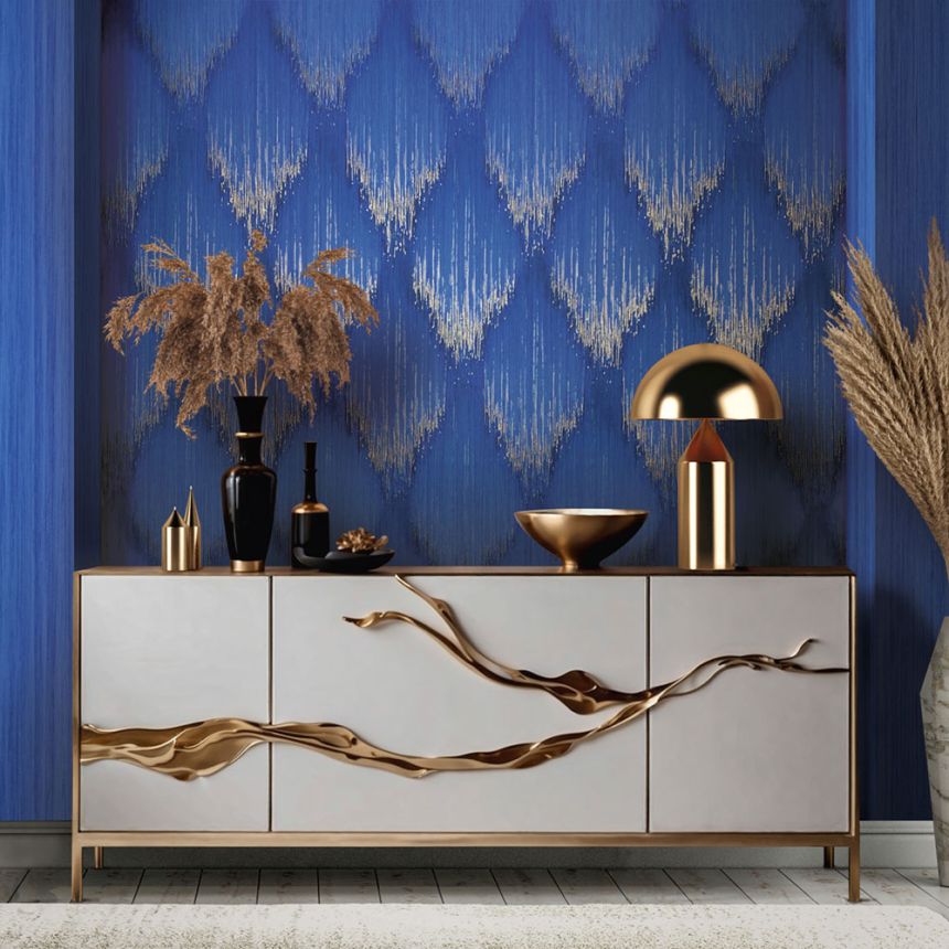 Tapete, Blau-Gold, Grafisches Muster, 35808, Papis Loveday Fashion Icon, Marburg