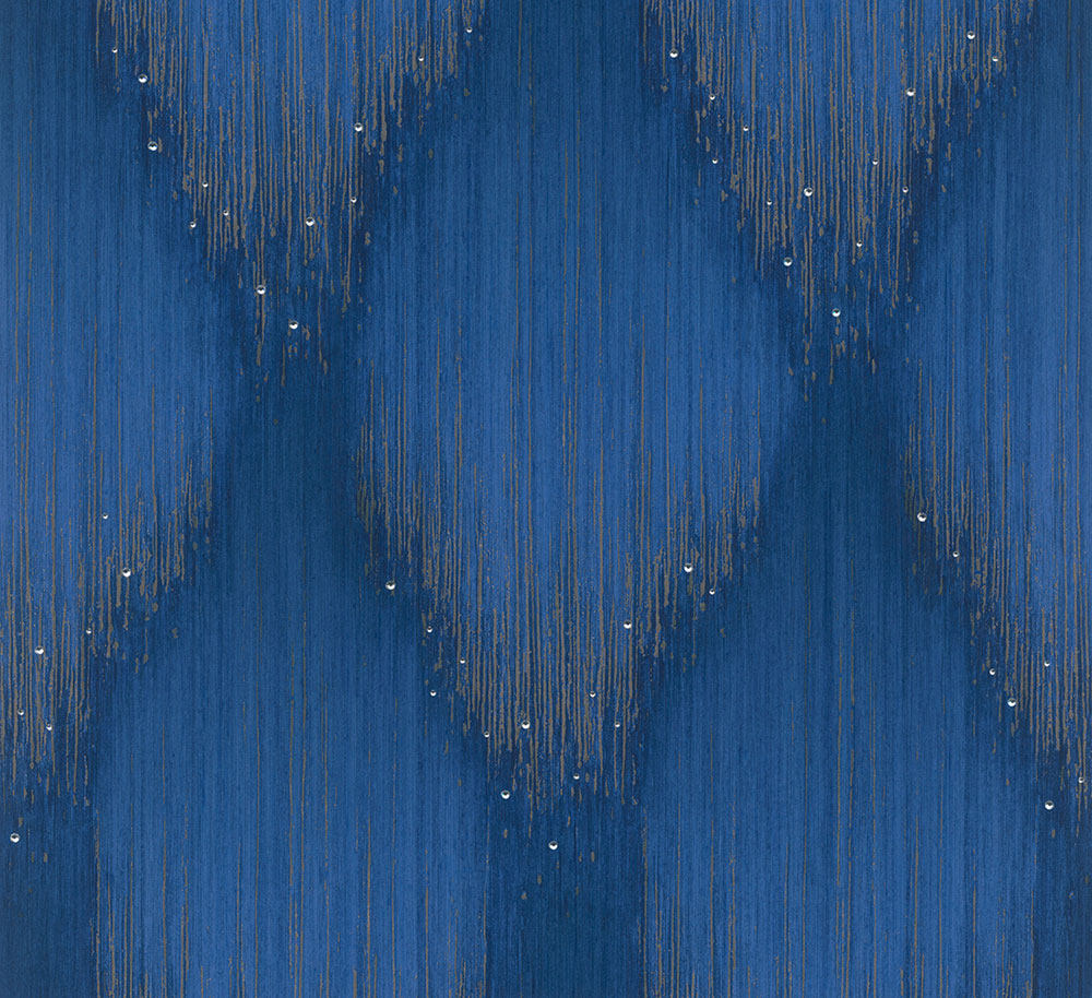 Tapete, Blau-Gold, Grafisches Muster mit Kristallen, 35886, Papis Loveday Fashion Icon, Marburg