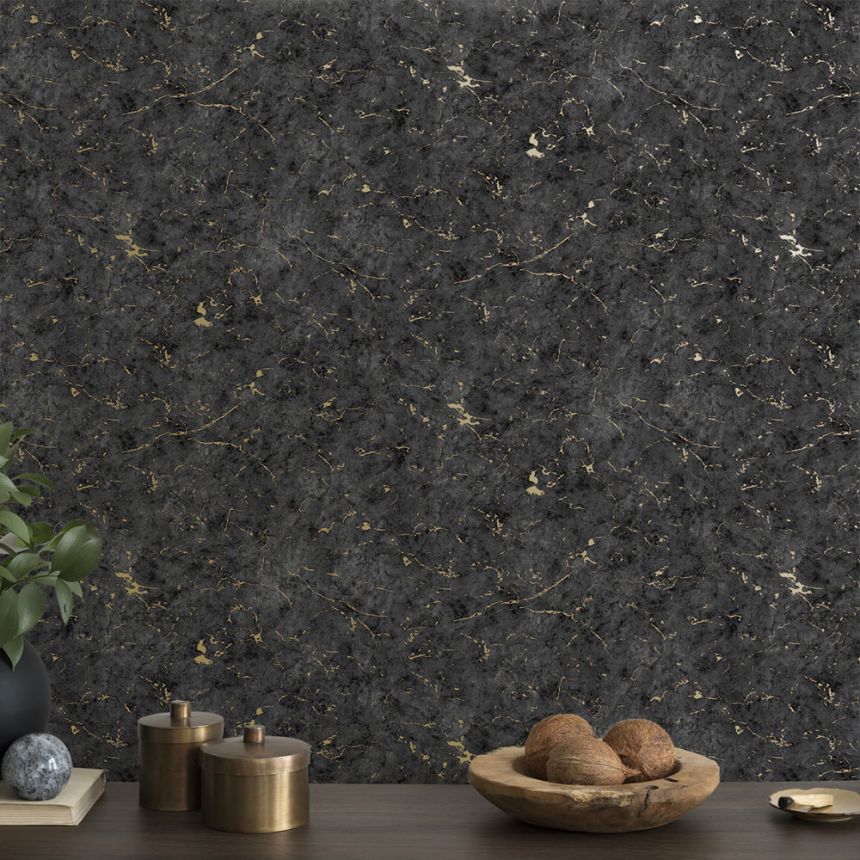 Tapete, schwarz-gold, Stuck, Marmor, 125063, Vavex 2027