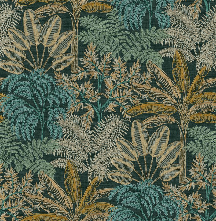 Tapete, schwarz, Blätter, 127622, Vavex 2027