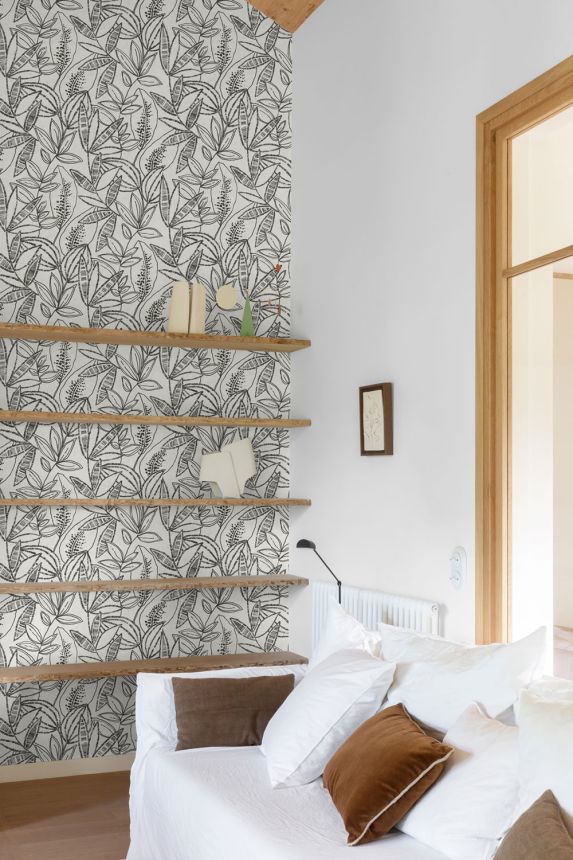 Tapete, grau-schwarz, Blätter, A71802, Vavex 2027