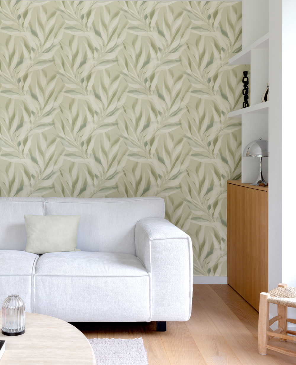 Tapete, grau-grün, Blätter, A76102, Vavex 2027