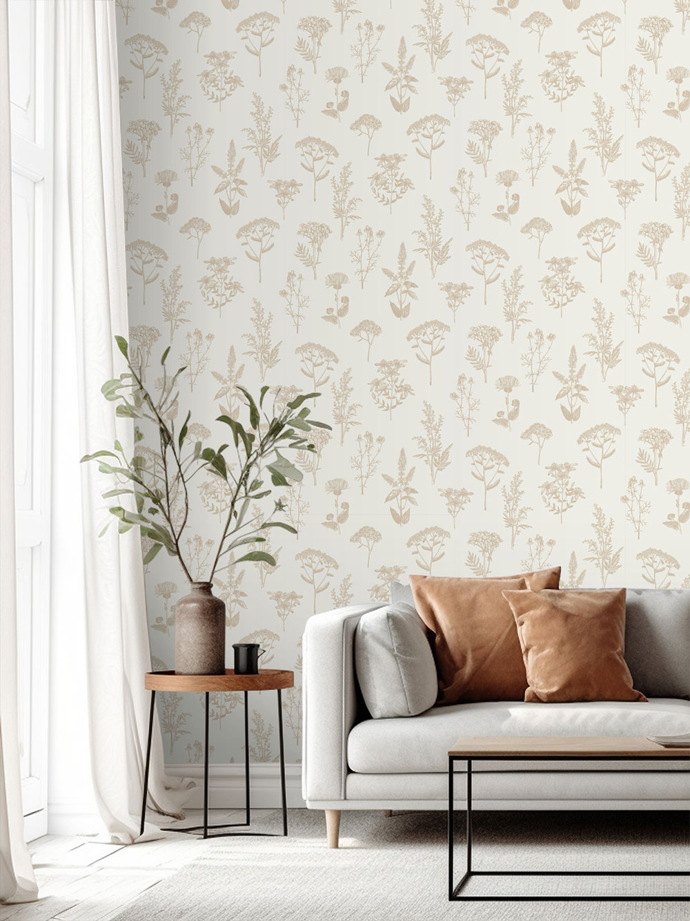 Tapete, weiß-gold, Blumen und Gräser, M80504, Vavex 2027