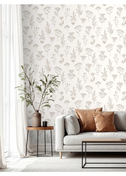 Tapete, weiß-silber, Blumen und Gräser, M80507, Vavex 2027