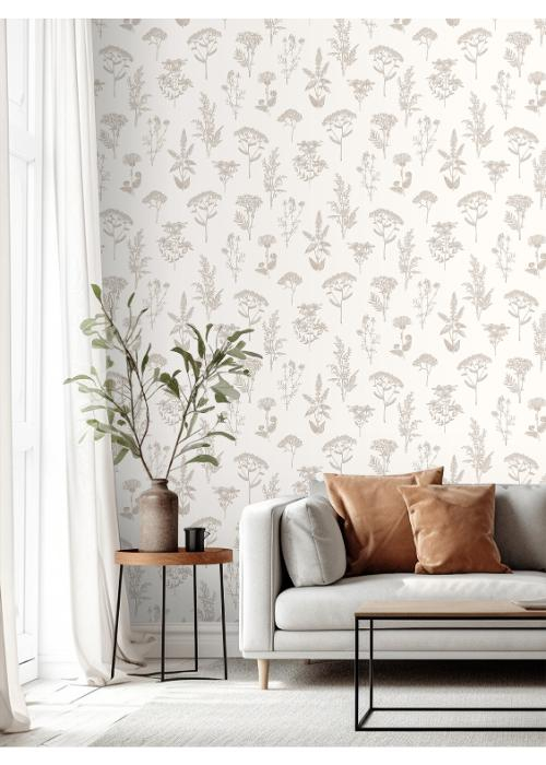 Tapete, weiß-silber, Blumen und Gräser, M80507, Vavex 2027