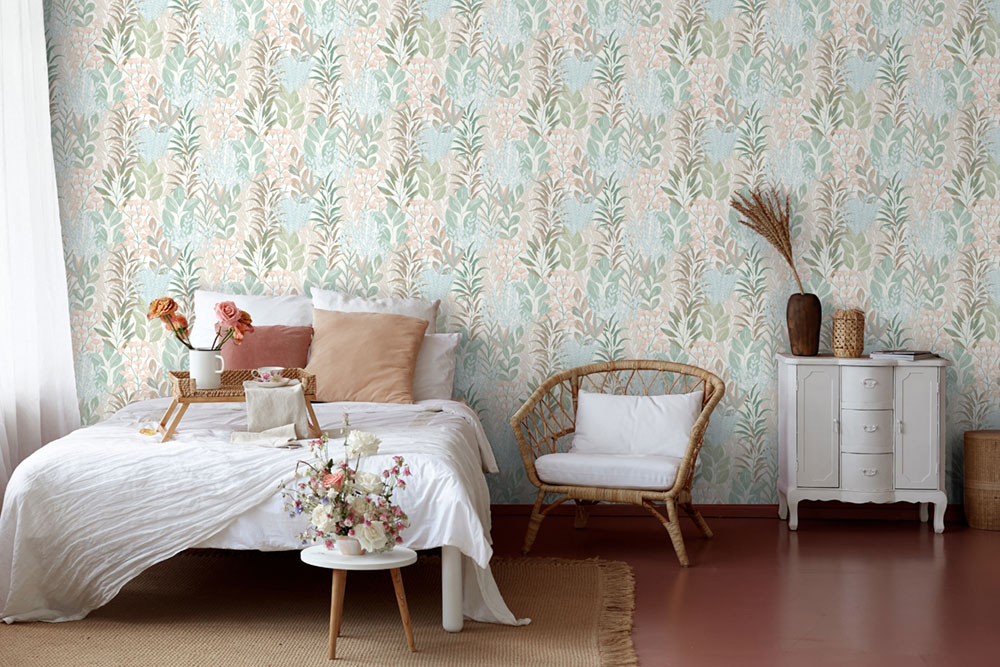 Tapete, weiß, Blumen und Blätter, M86901, Vavex 2027