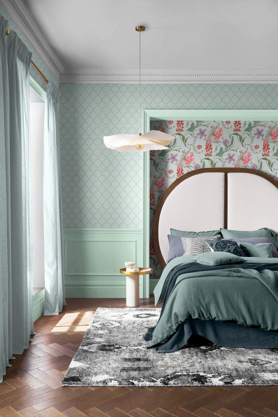 Tapete, türkis, Gitter, Trellis, 130300, Concerto, Graham Brown Premium