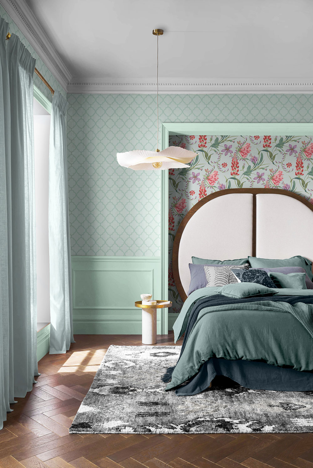 Tapete, türkis, Gitter, Trellis, 130300, Concerto, Graham Brown Premium