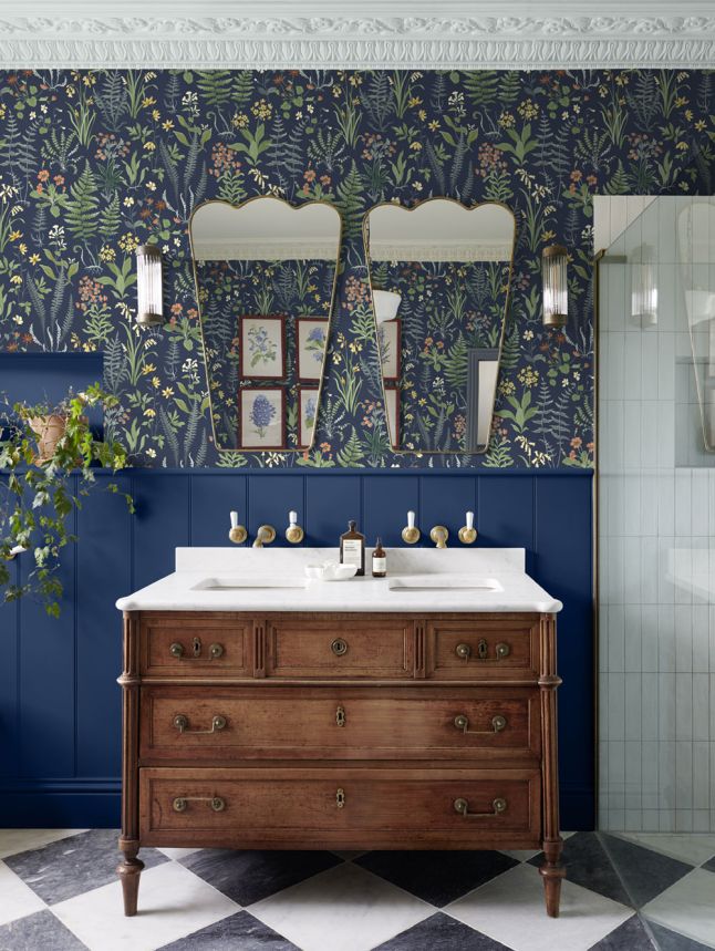 Tapete, blau, Blumen, Farne, 130315, Concerto, Graham Brown Premium