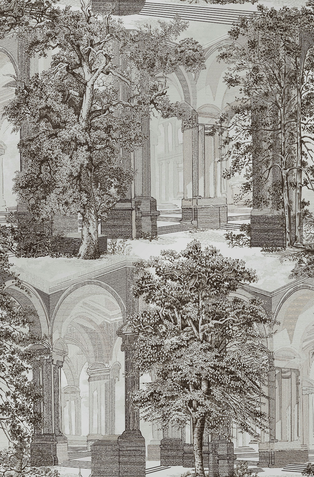 Tapete, grau-beige, Bäume, Arkaden, 129091, Arboretum, Graham Brown Premium