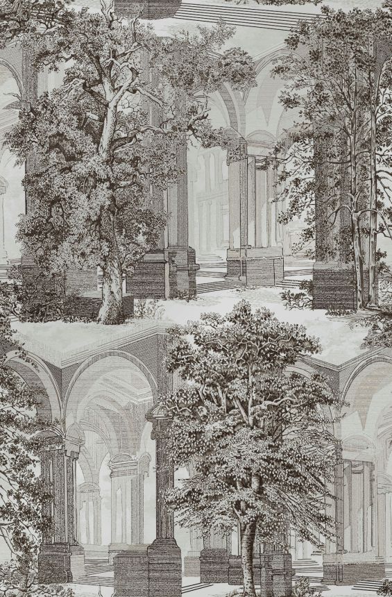 Tapete, grau-beige, Bäume, Arkaden, 129091, Arboretum, Graham Brown Premium