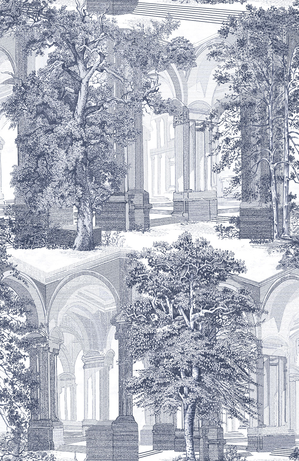 Tapete, blau, Bäume, Arkaden, 129093, Arboretum, Graham Brown Premium