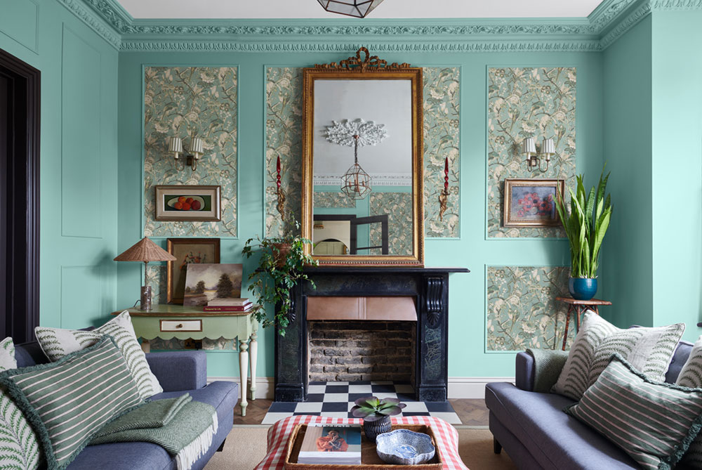 Tapete, türkis-gold, Vögel, Blumen, Zweige, 127910, Arboretum, Graham Brown Premium