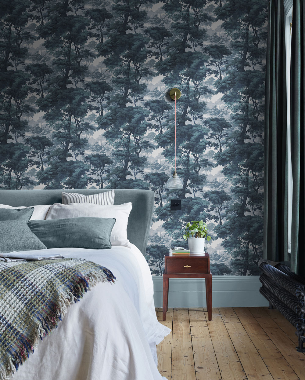 Tapete, blau-grün, Wald, Bäume, 127935, Arboretum, Graham Brown Premium