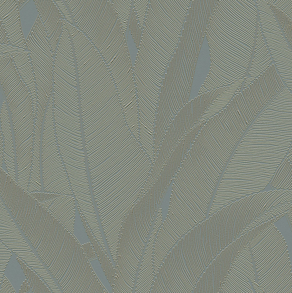 Luxustapete, Türkis-Gold, Blätter, Z16701, Murella 100, Zambaiti Parati