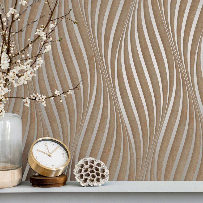 Tapete, Grau-Beige, Grafisches Muster, 34615, Terra, Marburg