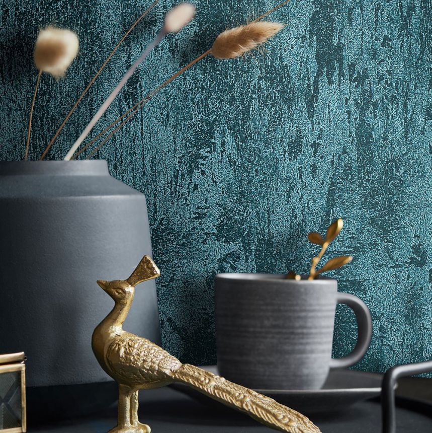 Tapete, türkis, Stuckputz, 34278, City Glow, City Romance, Marburg