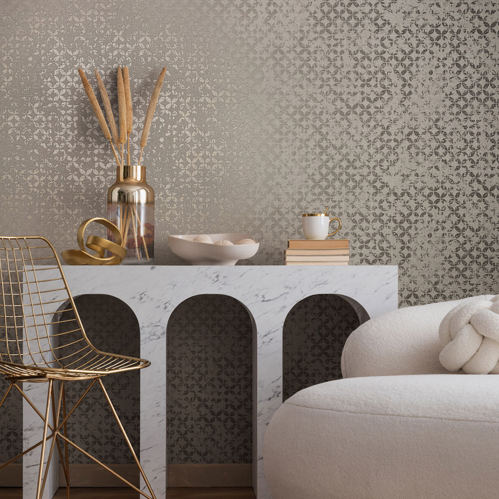 Tapete, grau-silber, geometrisches Vintage-Muster, 35118, City Romance, Marburg