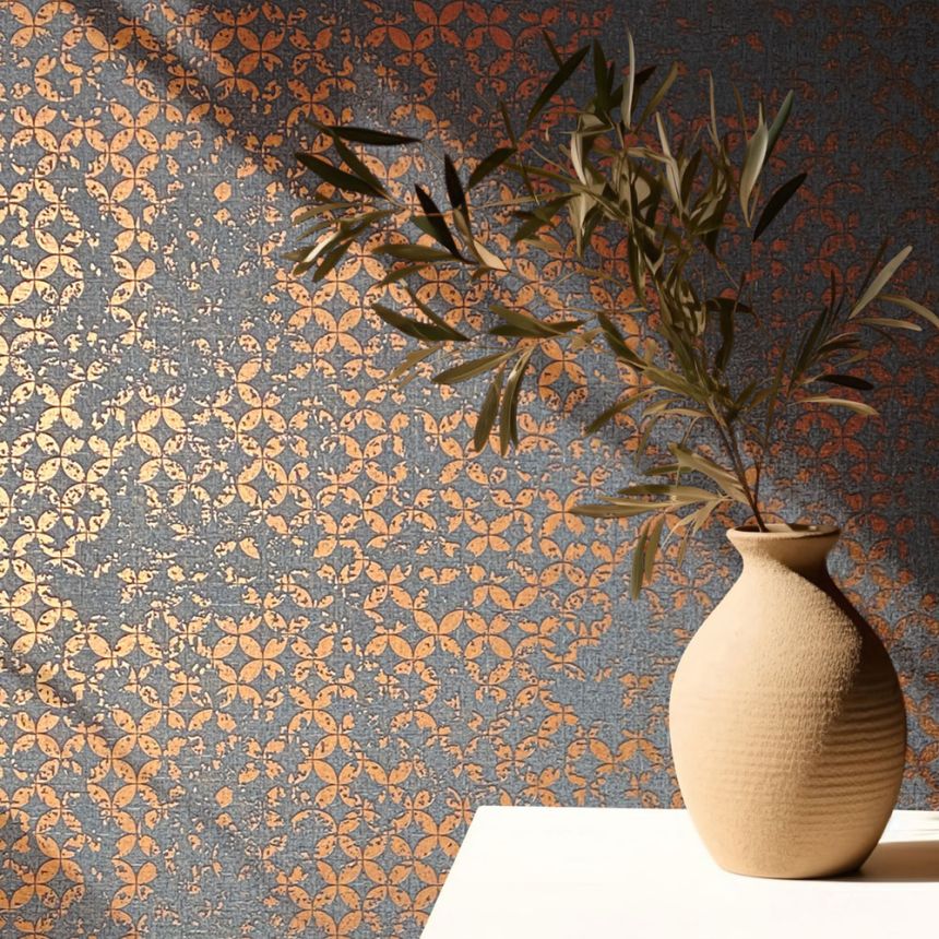 Tapete, schwarz-bronze, geometrisches Vintage-Muster, 35119, City Romance, Marburg