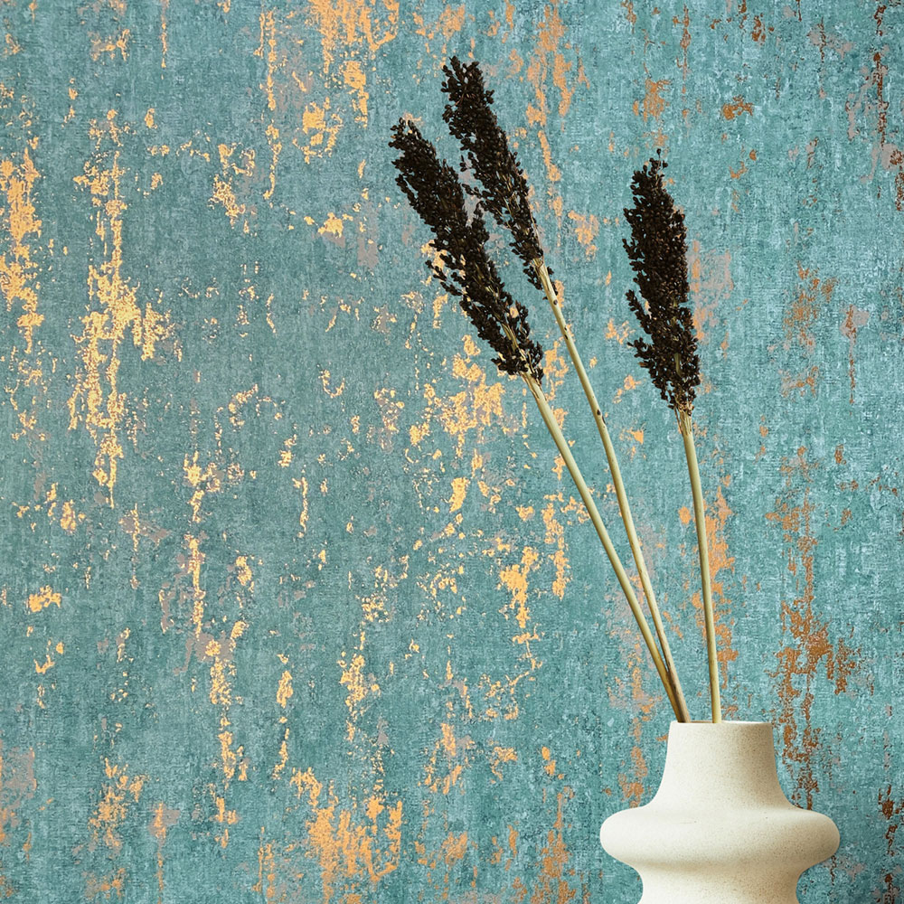 Tapete, türkis, Stuckputz, 35164, City Romance, Marburg