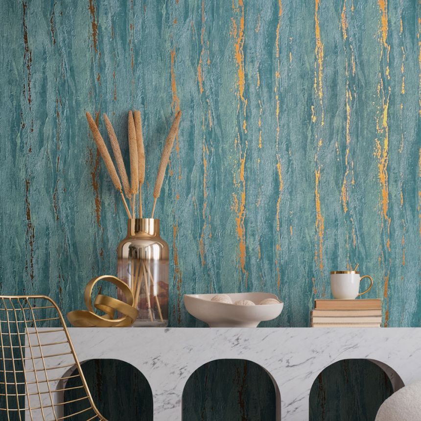 Tapete, türkis, Stuckputz, 35167, City Romance, Marburg