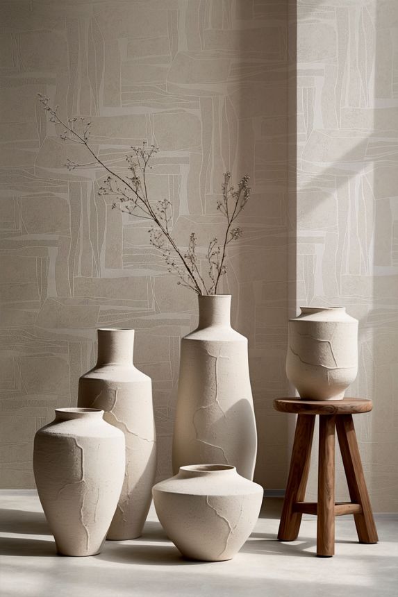 Tapete, Grau-Beige, Steinoptik, 34647, Terra, Marburg