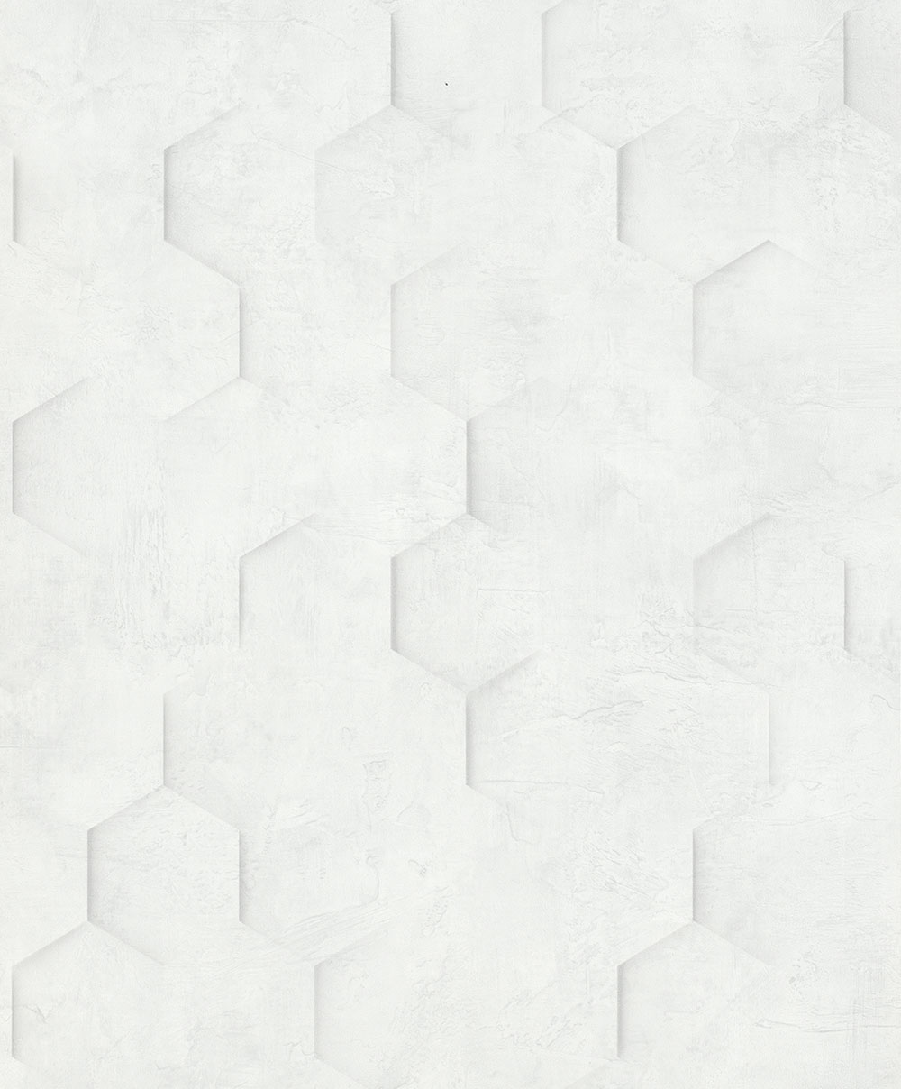 Geometrische Tapete, Weiß-Grau, Hexagone, 34157, Loft Superior, Marburg