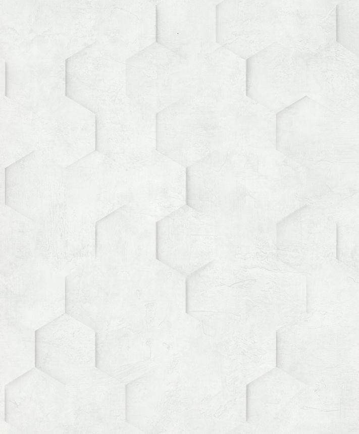 Geometrische Tapete, Weiß-Grau, Hexagone, 34157, Loft Superior, Marburg