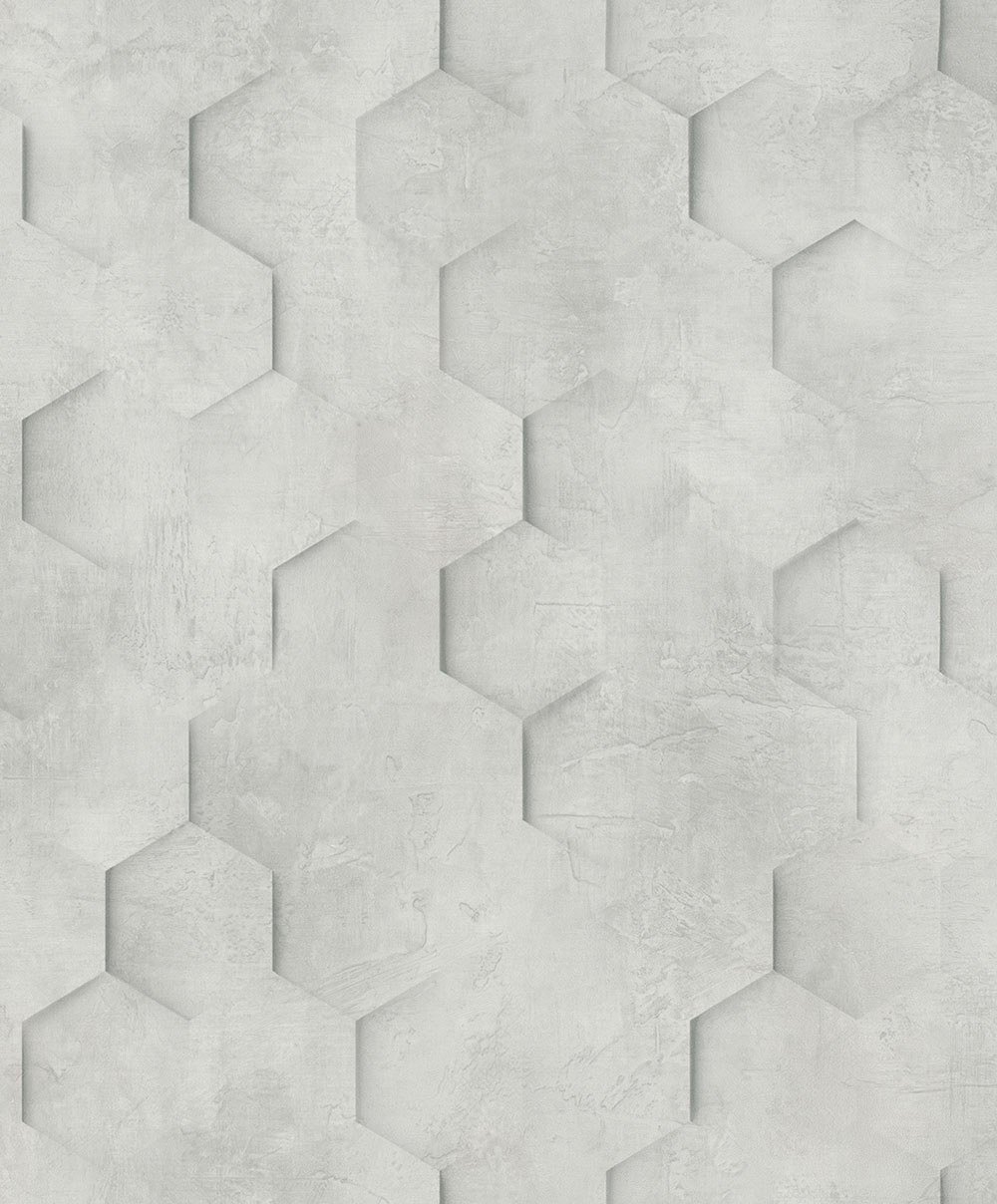 Geometrische Tapete, Grau, Hexagone, 34159, Loft Superior, Marburg