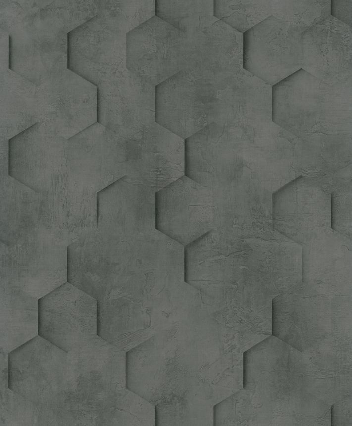 Geometrische Tapete, Schwarz, Hexagone, 34161, Loft Superior, Marburg