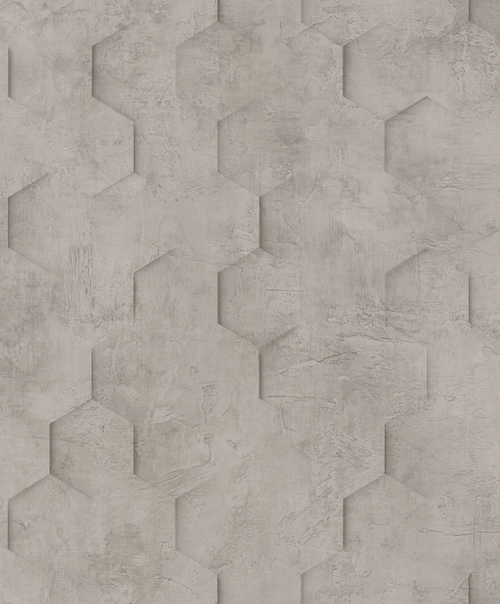 Geometrische Tapete, Grau-Braun, Hexagone, 34162, Loft Superior, Marburg