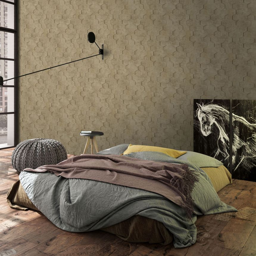 Geometrische Tapete, Beige, Hexagone, 34163, Loft Superior, Marburg