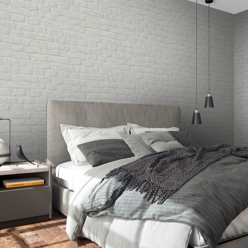 Tapete, Grau, Ziegel, Ziegelwand, 34166, Loft Superior, Marburg